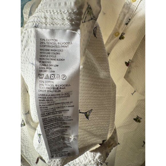 Tommy Bahama Men’s Size Large White Mix Master Camp Martini Button Down Shirt - Picture 9 of 9